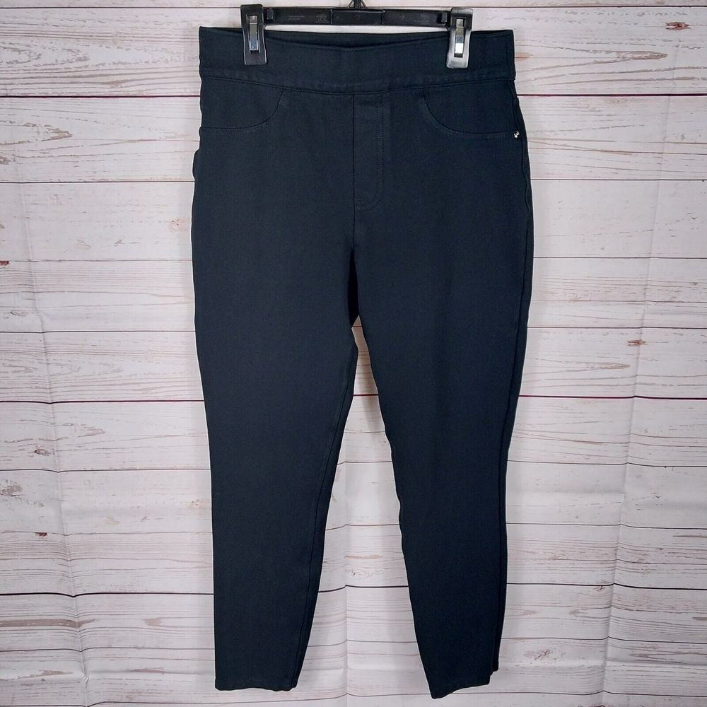 Spanx Jeggings Womens Medium Black Skinny Leg Ankle High Rise Back Pockets